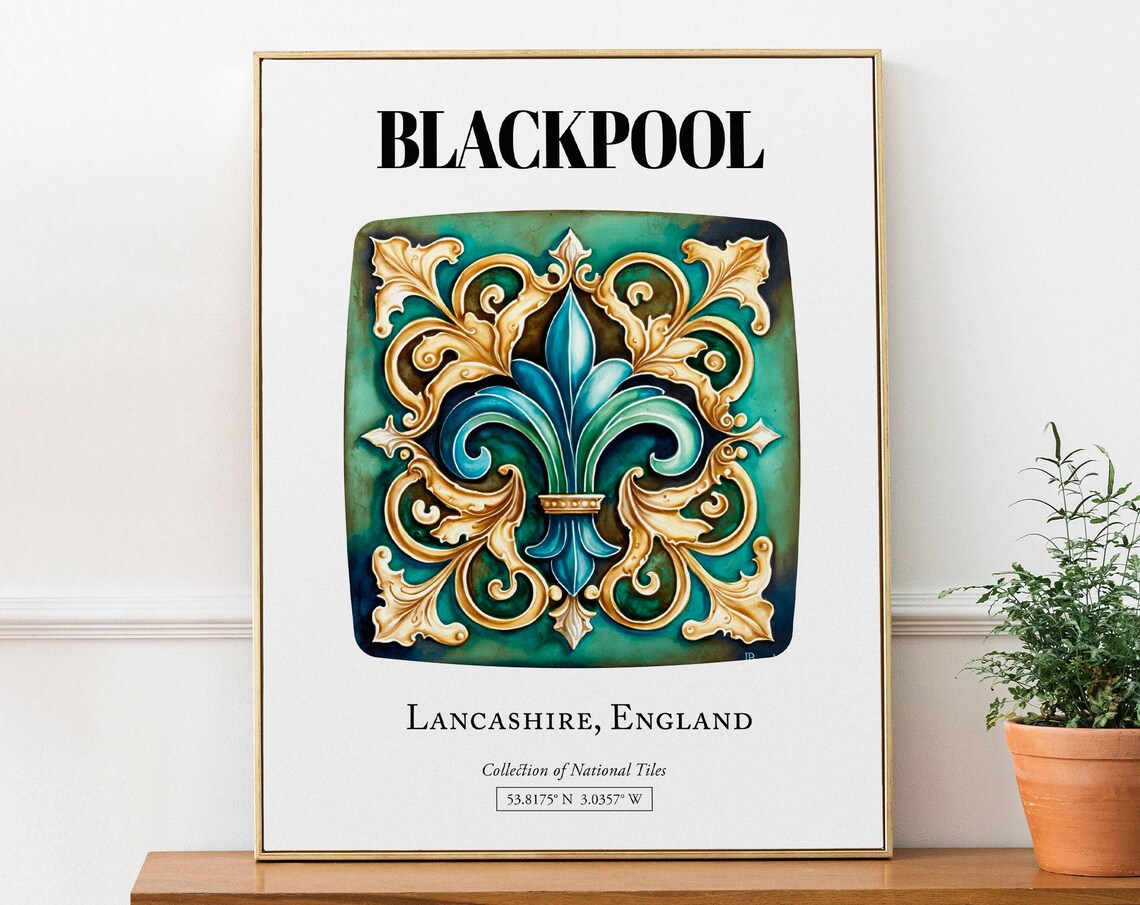 Blackpool Lancashire England Traditional Tile Pattern Poster