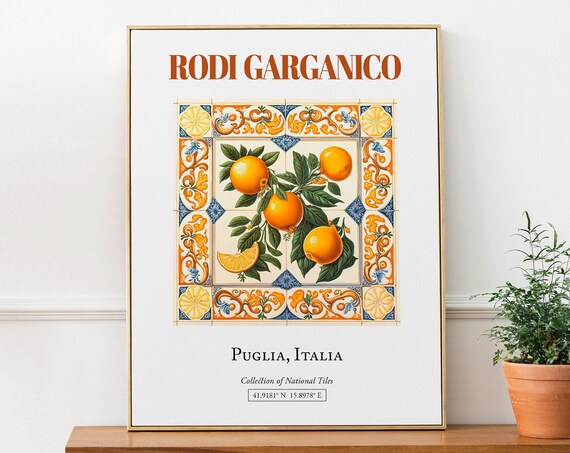 Rodi Garganico Puglia Italy Folk Maiolica Travel Poster
