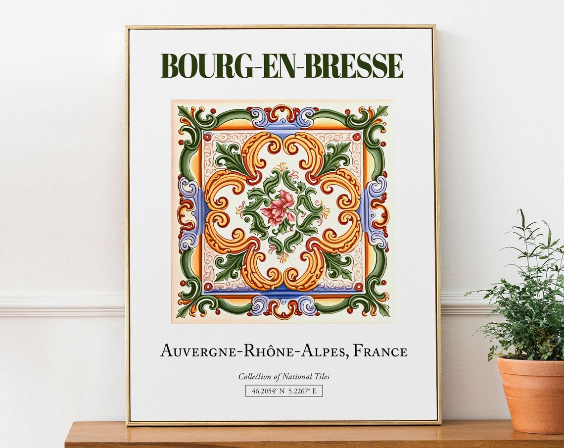 Bourgenbresse, France Folk Tile Travel Poster