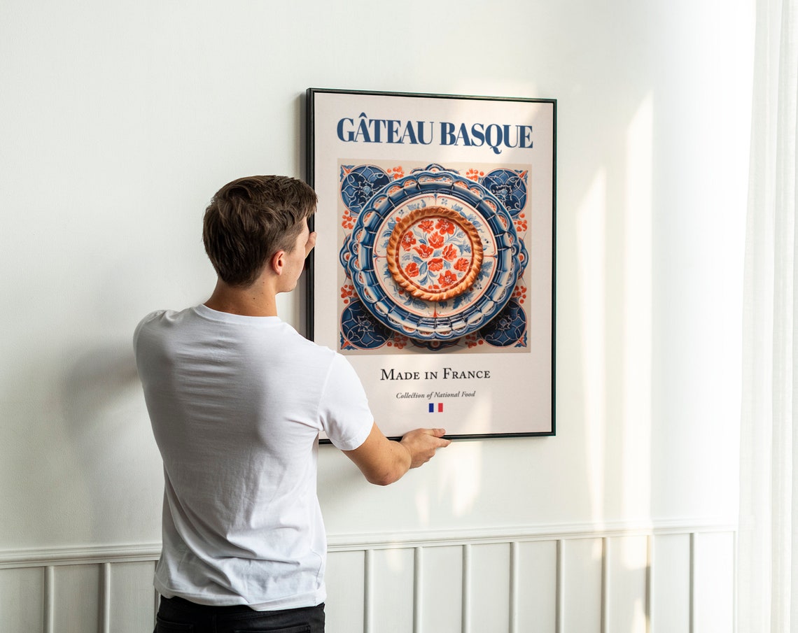 Gâteau Basque on Maiolica Tile Plate, Food Art Print - Image 2
