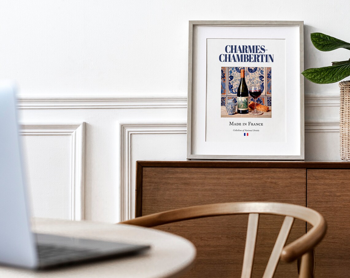 Charmes Chambertin Wine On Maiolica Tile, Poster Print - Image 4