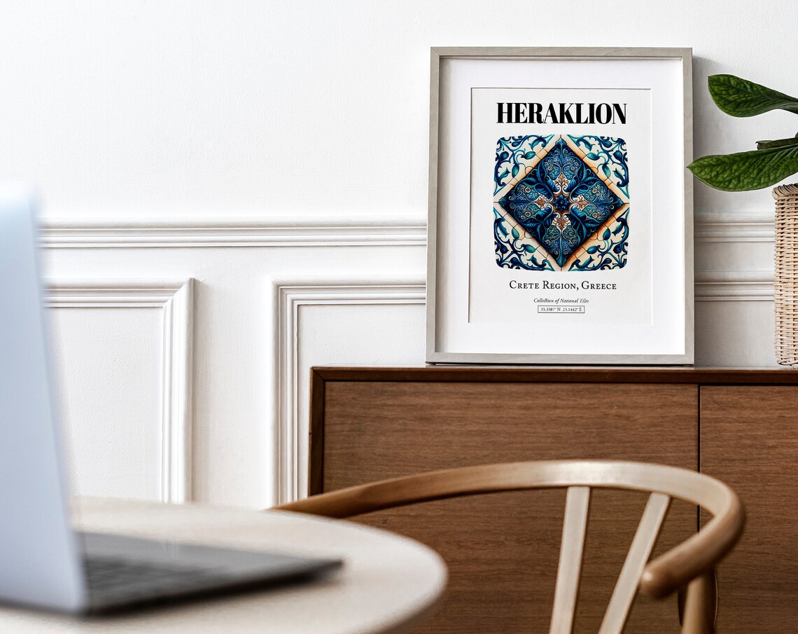 Heraklion Intricate Tile Patterns Poster, Cretan Beauty - Image 4