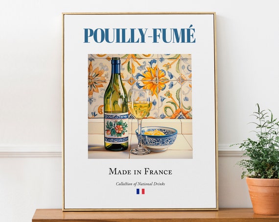 Pouilly-Fumé Maiolica Tile Kitchen Bar Art Print