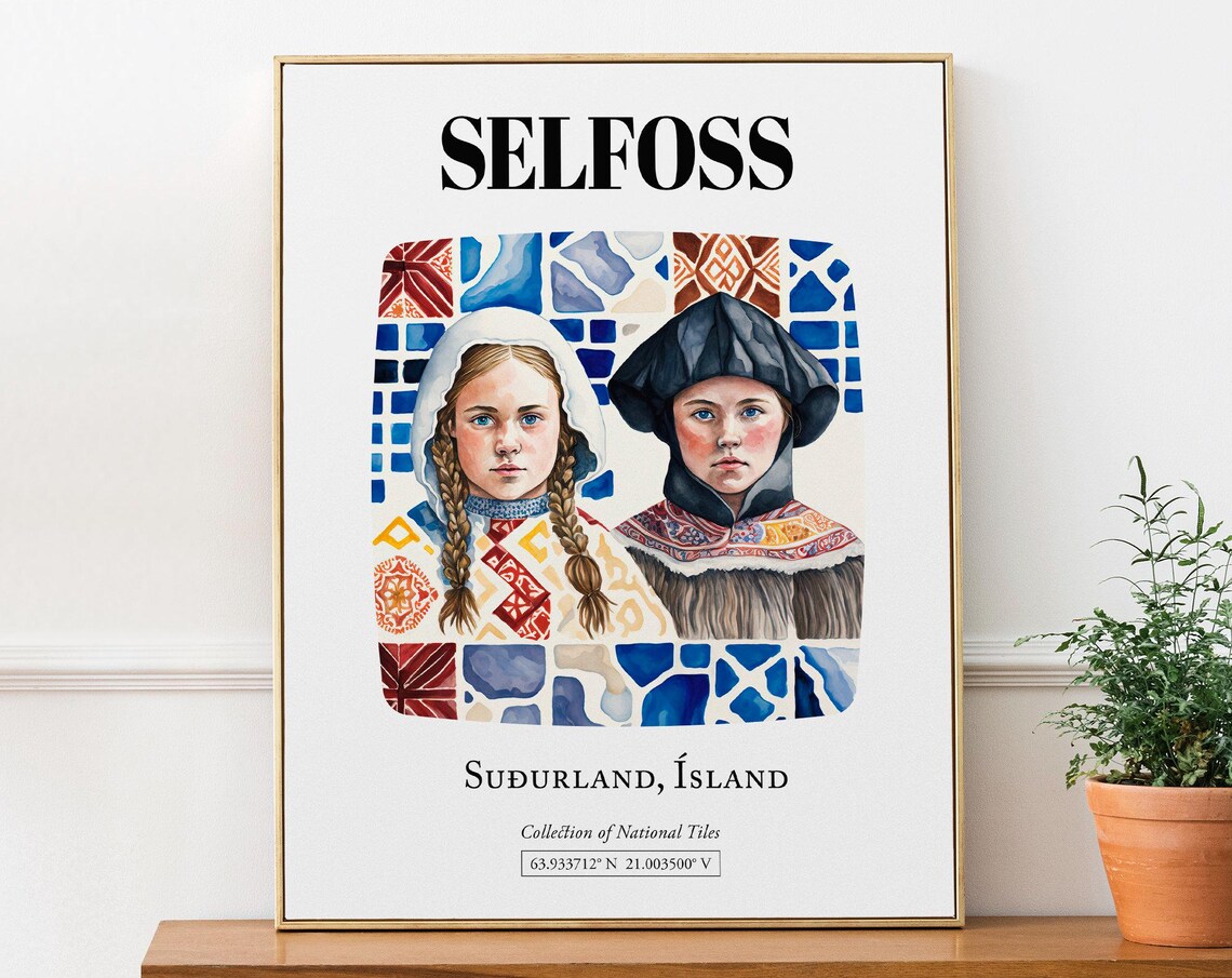 Selfoss Suurland Iceland Traditional Tile Pattern Art Print