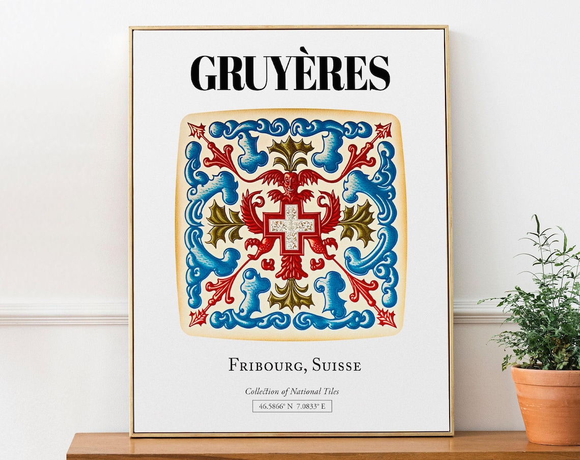 Gruyères Fribourg Suisse Tile Pattern Art Print