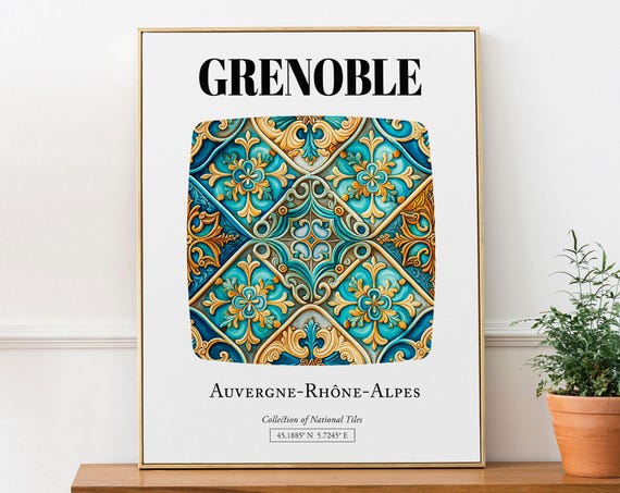 Grenoble Auvergne-Rhône-Alpes Tile Pattern Travel Poster