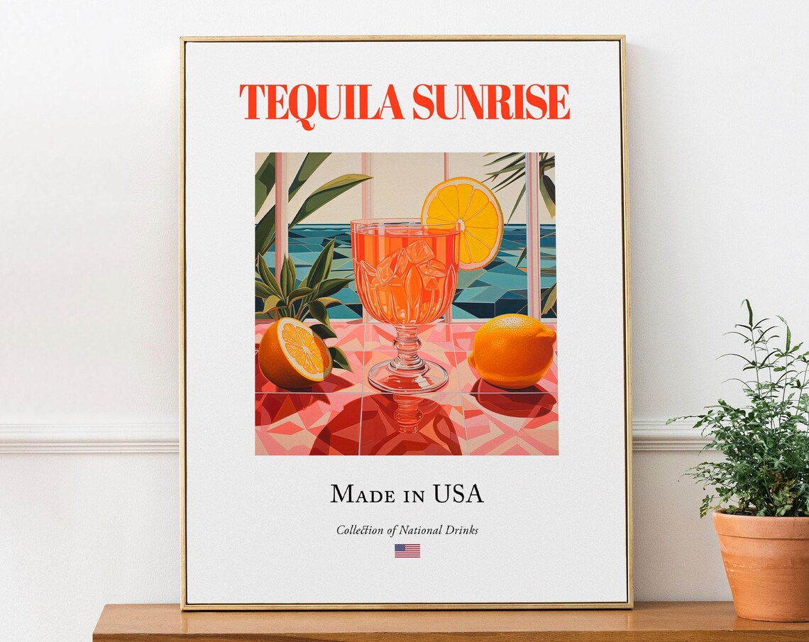 Tequila Sunrise on Maiolica Tile, Traditional Poster