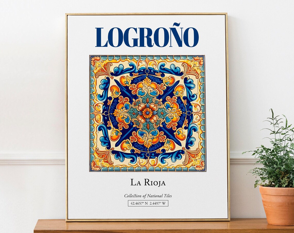 Logroño La Rioja Spain Folk Tile Art Print