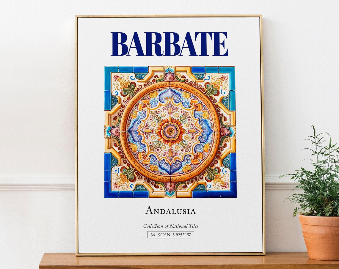 Barbate Andalusia Spain Folk Traditional Tile Art Print