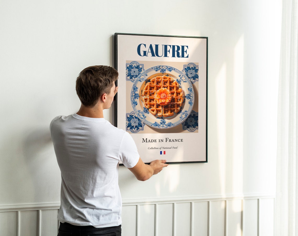 Gaufre on Maiolica Tile Plate, French Food Art Print - Image 2