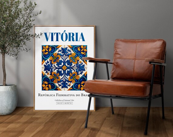 Vitria Brasil Azulejo Tile Art Print, Traditional