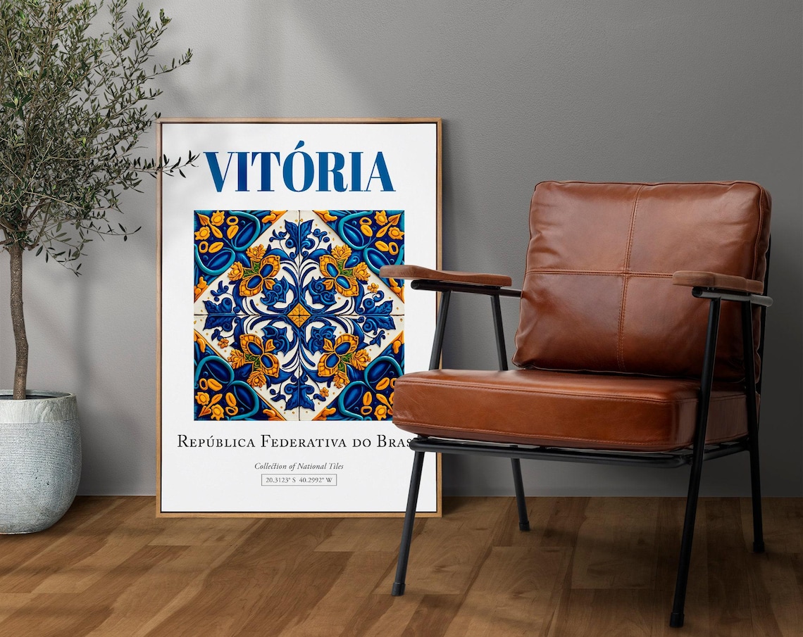 Vitria Brasil Azulejo Tile Art Print, Traditional