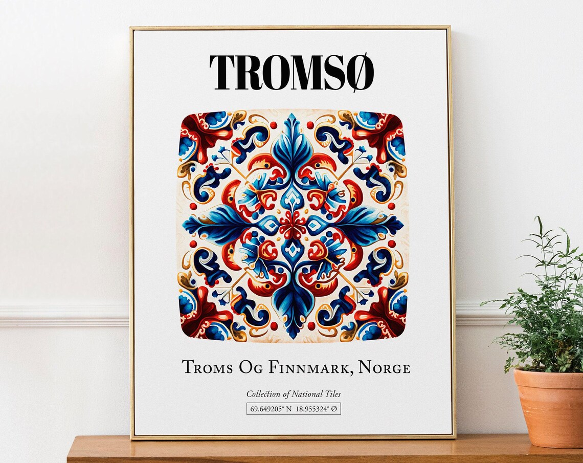 Troms Og Finnmark Norge Tile Pattern Art Print