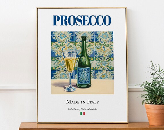 Prosecco On Maiolica Tile, Italian Beverage Art Print