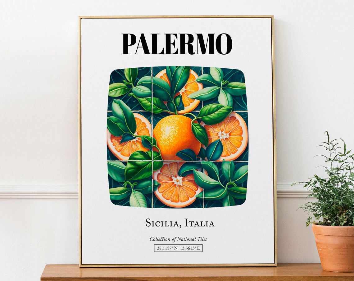 Palermo Sicilia Italy Tile Pattern Travel Poster