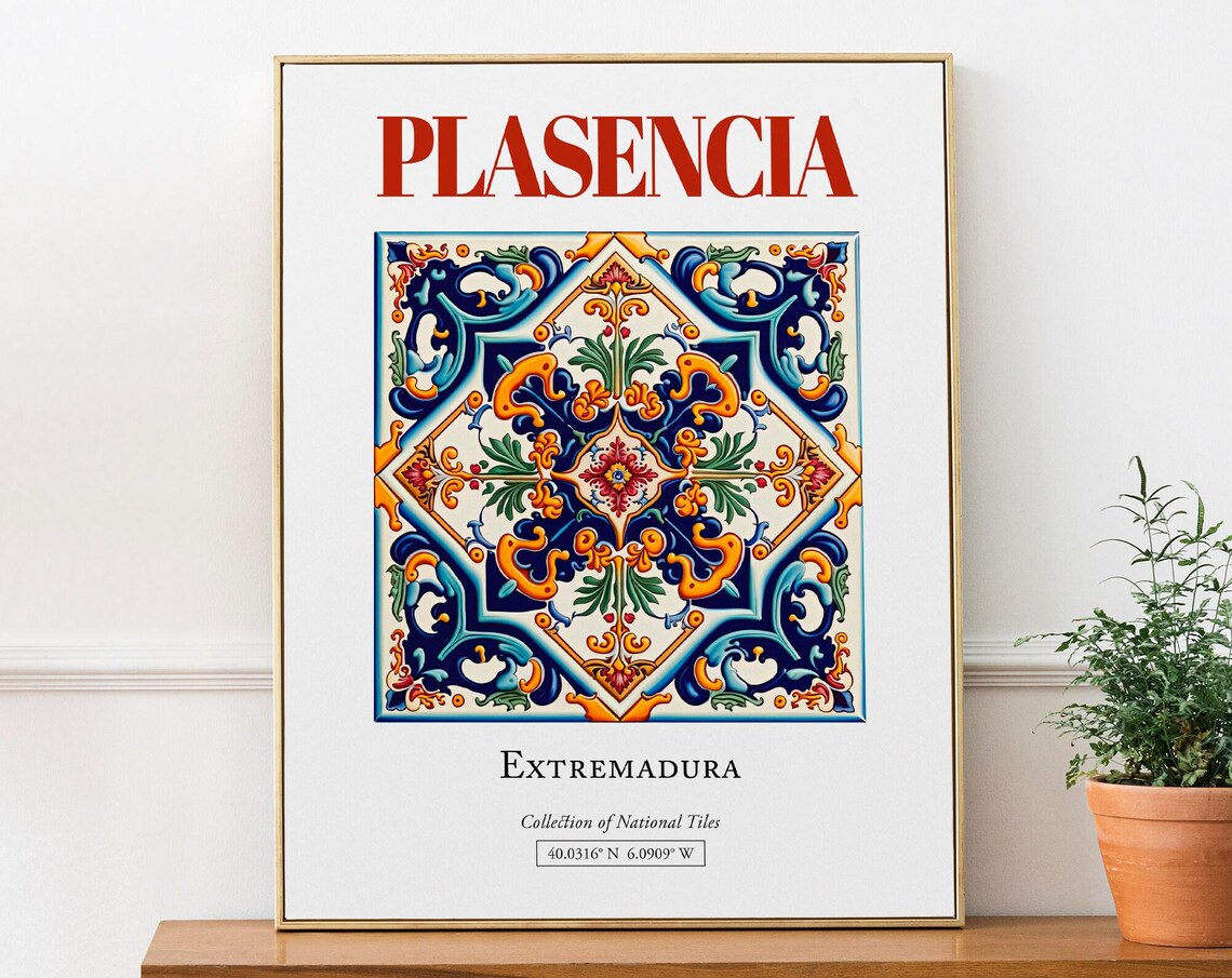 Plasencia Extremadura Spain Traditional Tile Travel Poster