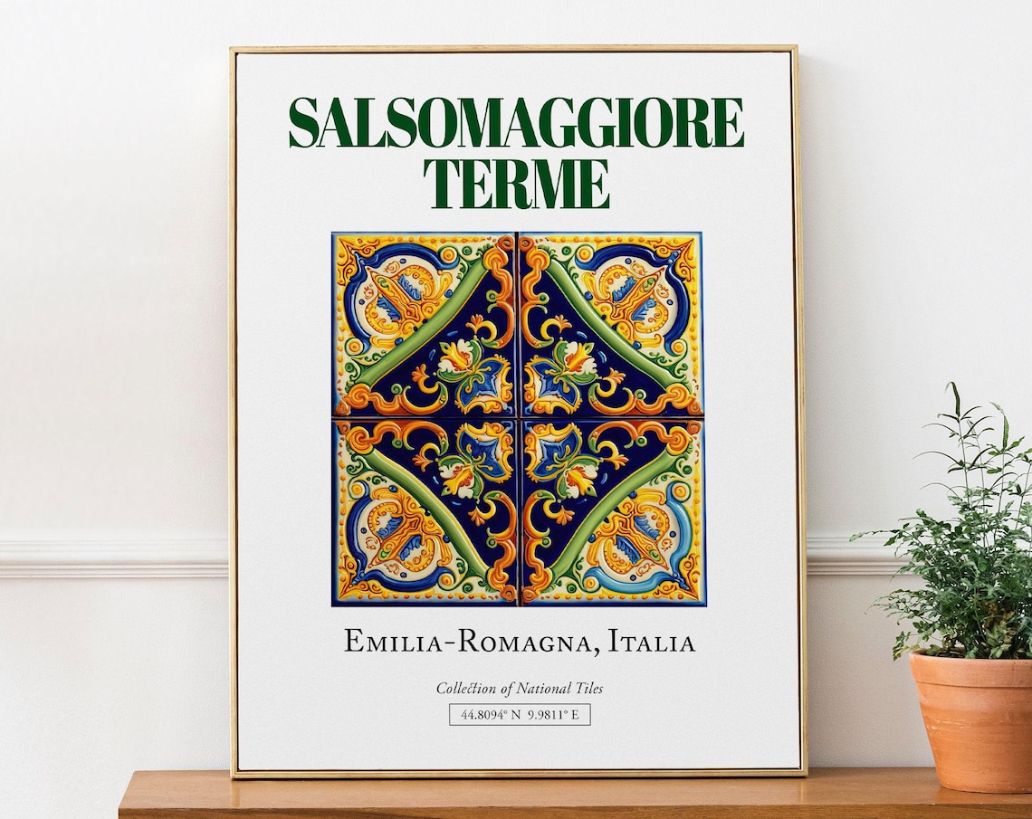 Salsomaggiore Terme Minimalist Maiolica Tile Poster