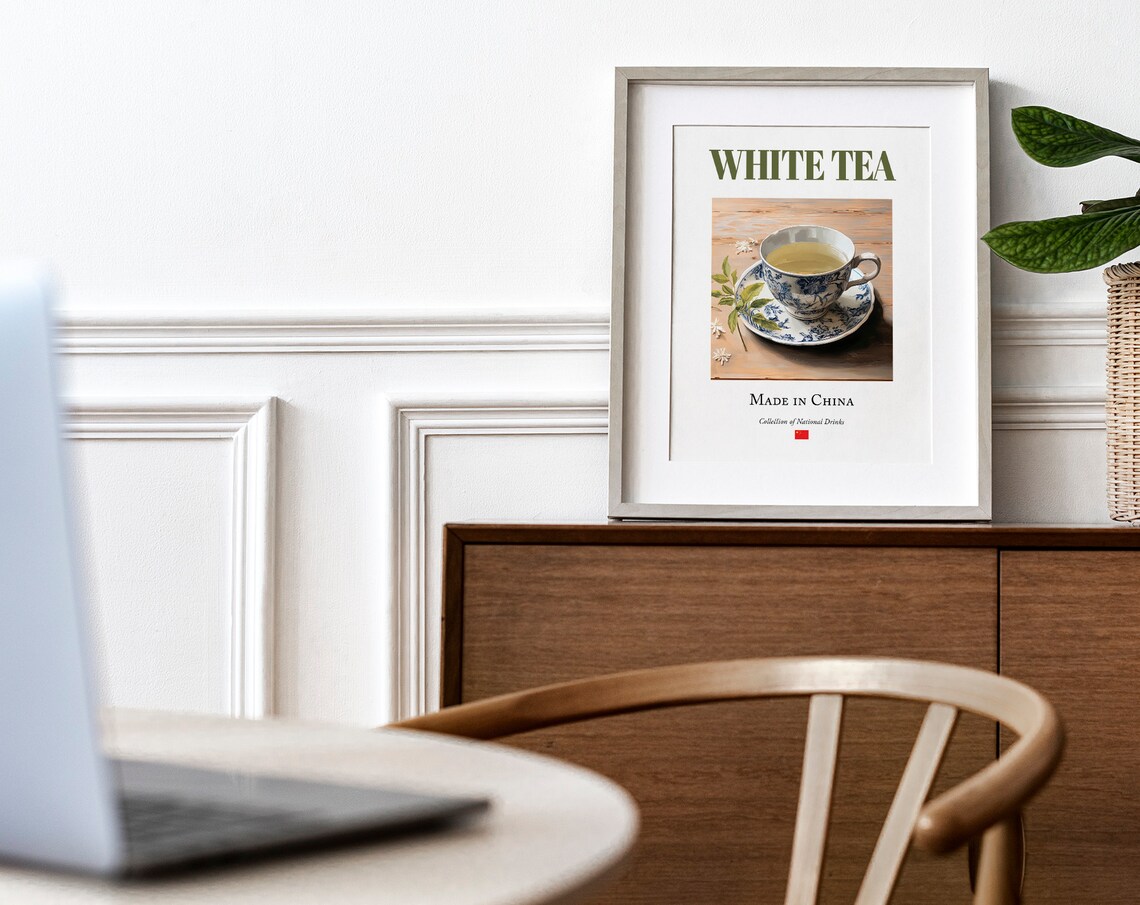 White Tea On Maiolica Tile, Chinese Beverage Art Print - Image 4