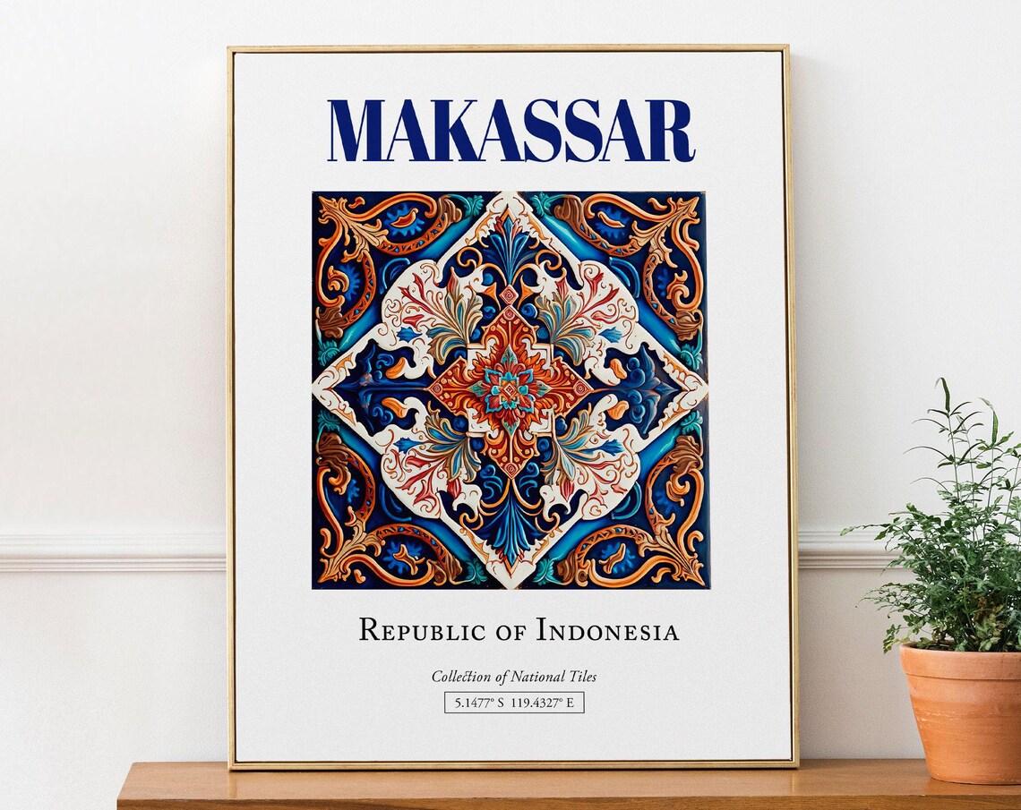 Makassar Indonesia Folk Traditional Tile Art Print