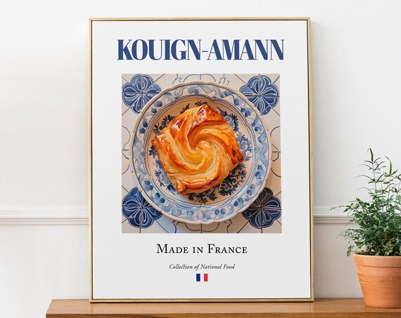 Kouign Amann on Maiolica Tile Plate, Food Poster