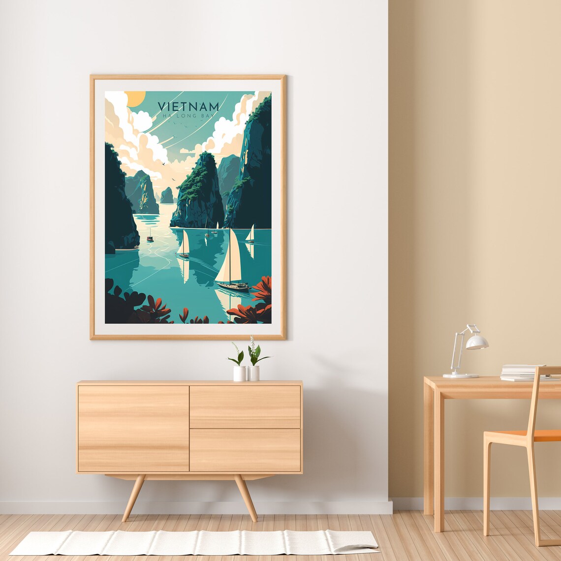 Vietnam Retro Travel Poster, Ha Long Bay Art Print - Image 2