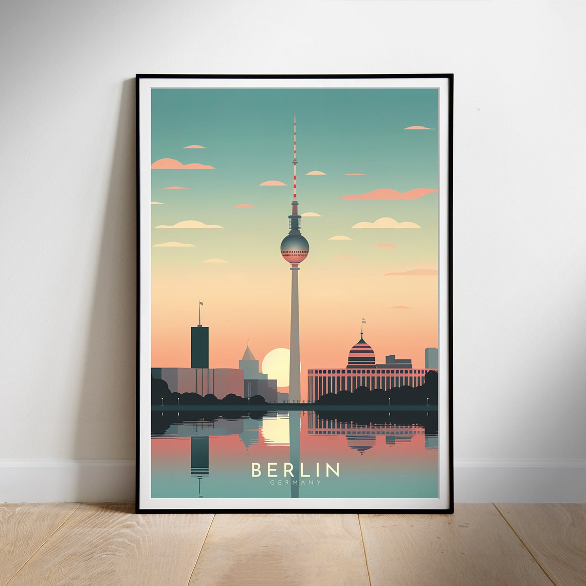 Berlin TV Tower Minimalist Sunset Skyline Germany Travel Poster
