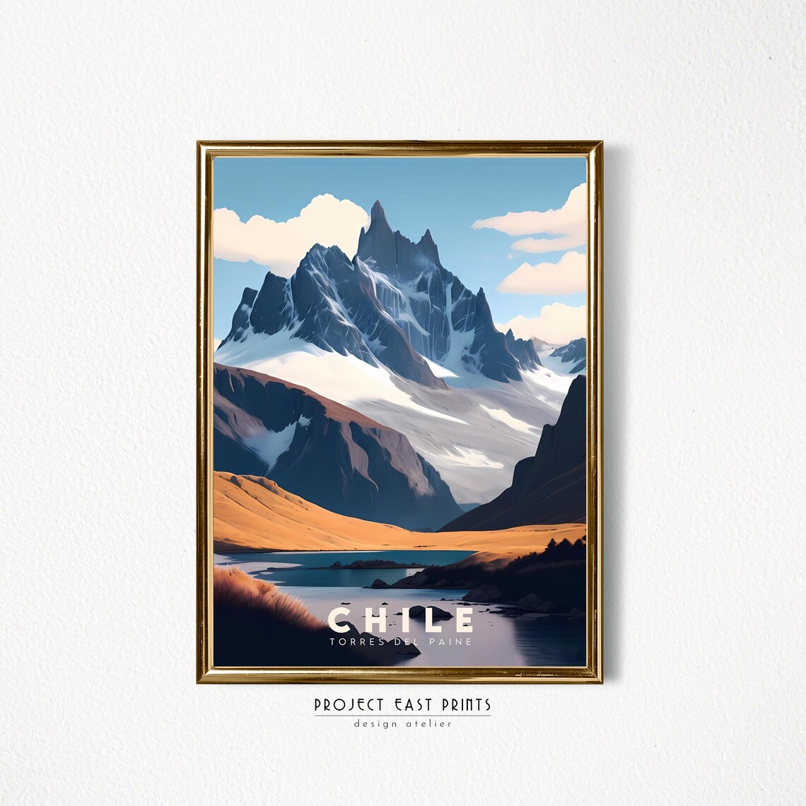 Torres del Paine Chile Snowy Mountain Peaks Patagonia Travel Poster - Image 2