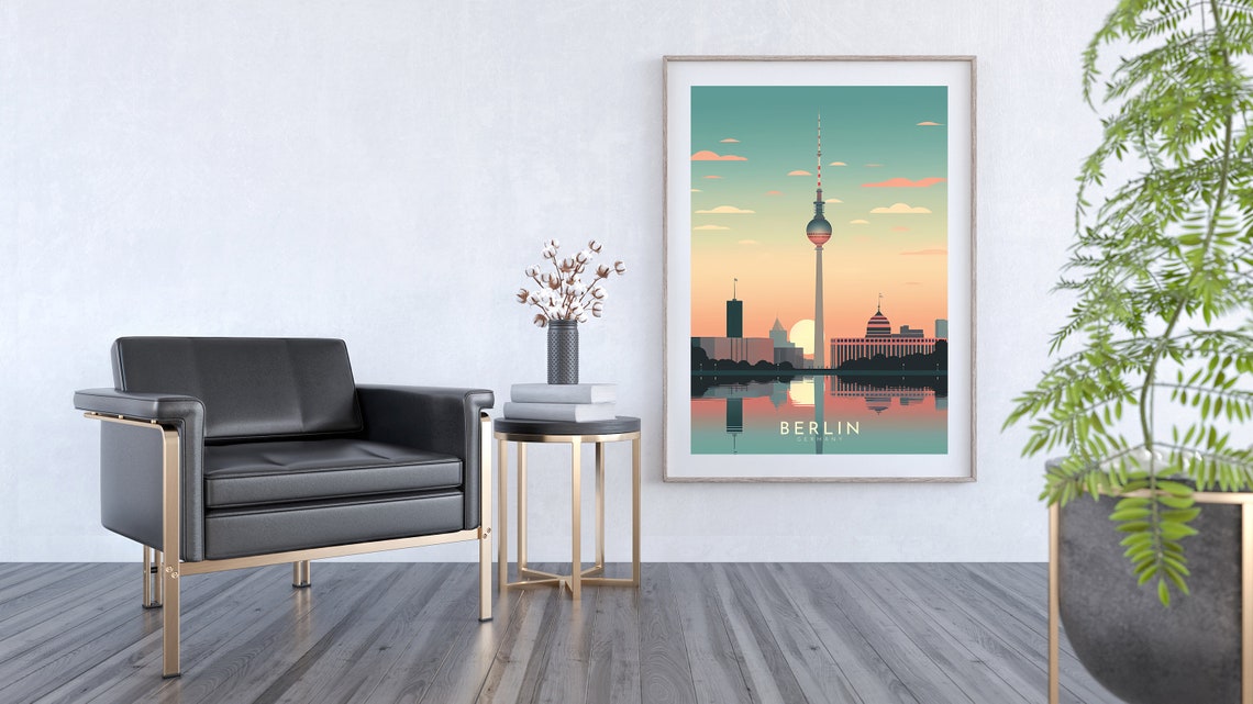 Berlin TV Tower Minimalist Sunset Skyline Germany Travel Poster - Image 2
