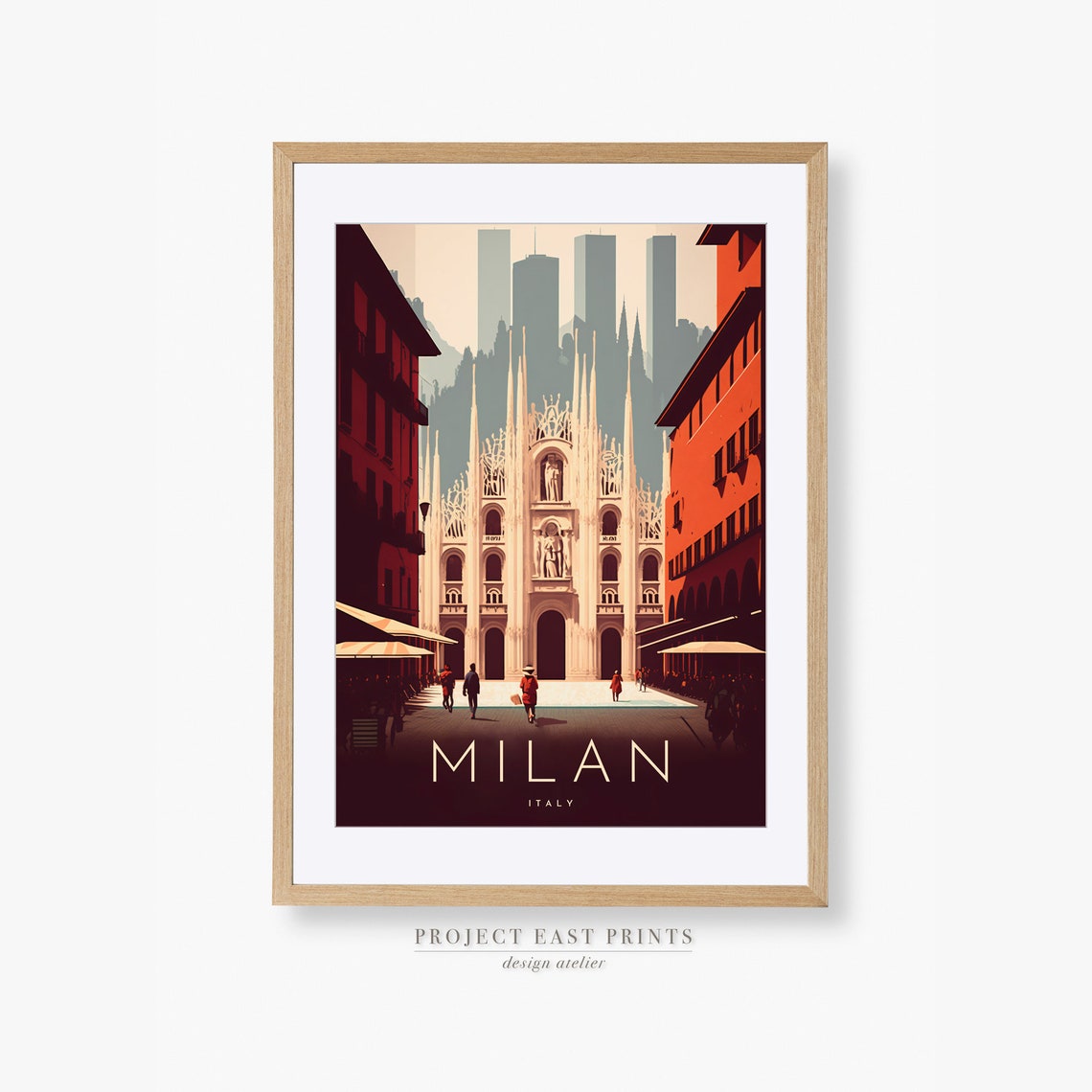 Milan Italy Duomo Cathedral Gothic Spires Retro Travel Poster - Image 2