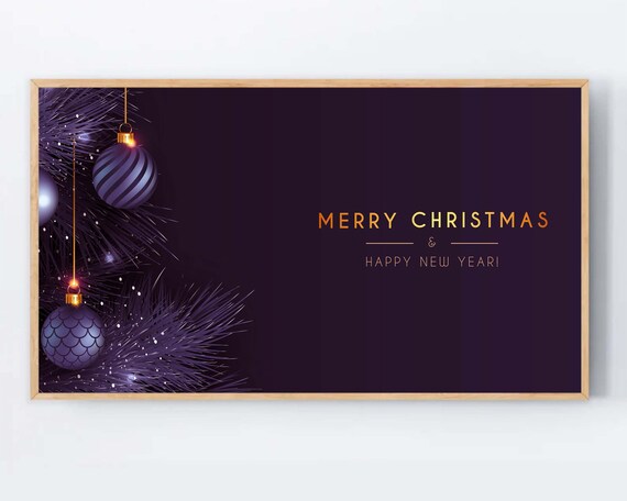 Merry Christmas Gold Ornaments Deep Purple Luxury Holiday Poster