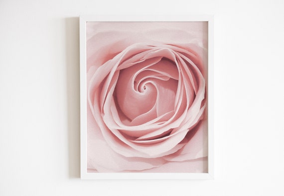 Pink Flower Poster Pastel Rose Print Blush Watercolor Floral Decor Nursery Wall Art