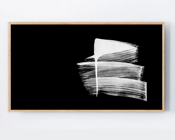 Samsung Frame Tv Art Black Modern Abstract And White Textured