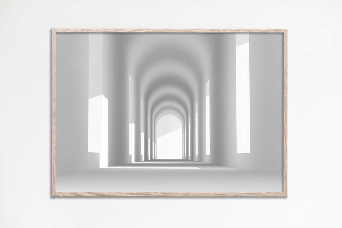 Arched Hallway Print, Modern Minimalist Architecture