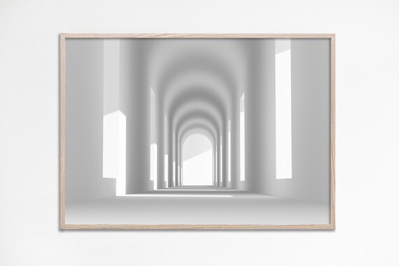 Arched Hallway Print, Modern Minimalist Architecture