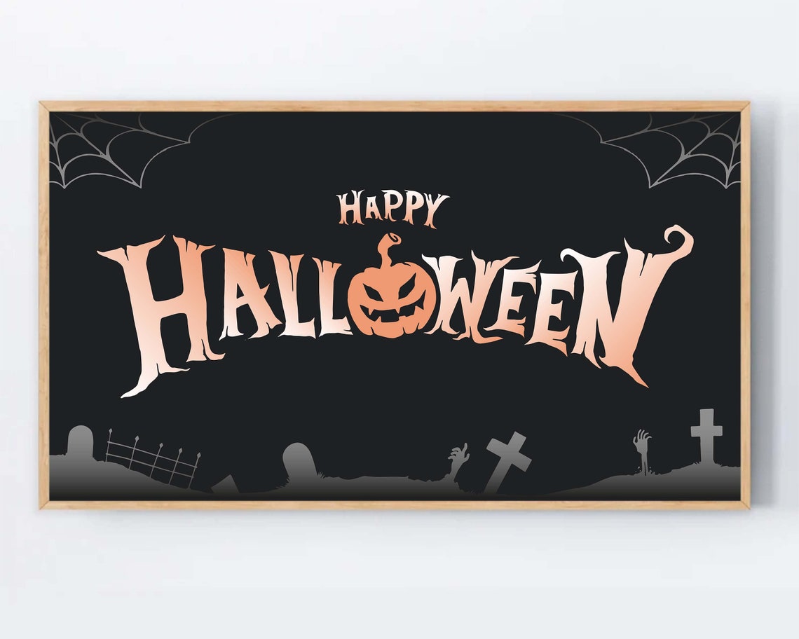 Spooky Samsung Tv Frame Happy Halloween Art Black Graveyard