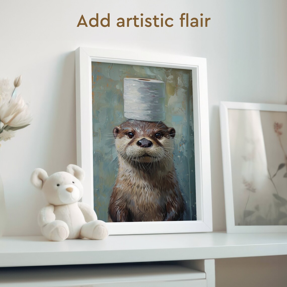 Sea Otter Bathroom Poster, Oil-Painting Style - Image 2