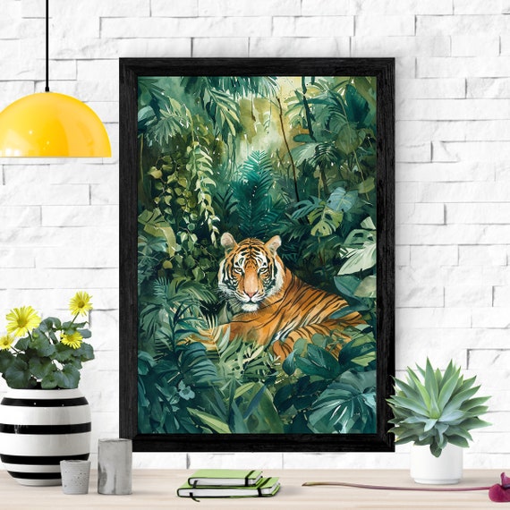 Vintage Tiger Poster, Wild Animals Nursery Decor