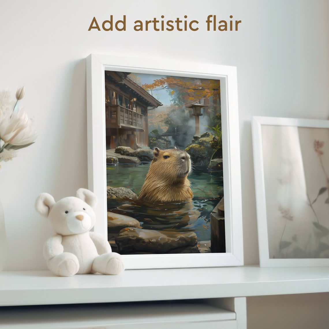 Capybara Relaxing in a Japanese Hot Spring Onsen Bath Poster - Image 2