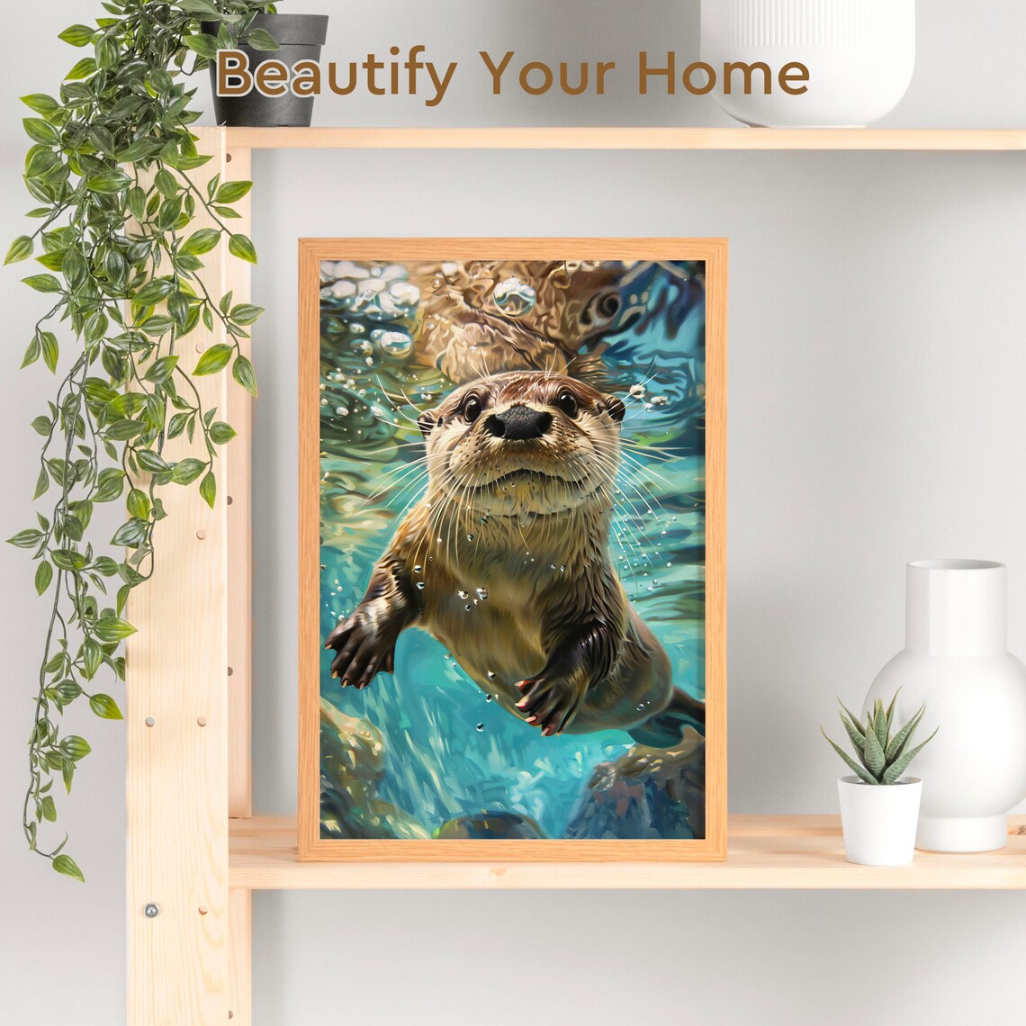 Swimming Otter Aquarium Poster, Nursery Decor - Image 3