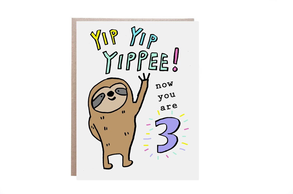 Third Birthday Card, Turning 3 Three Year Old