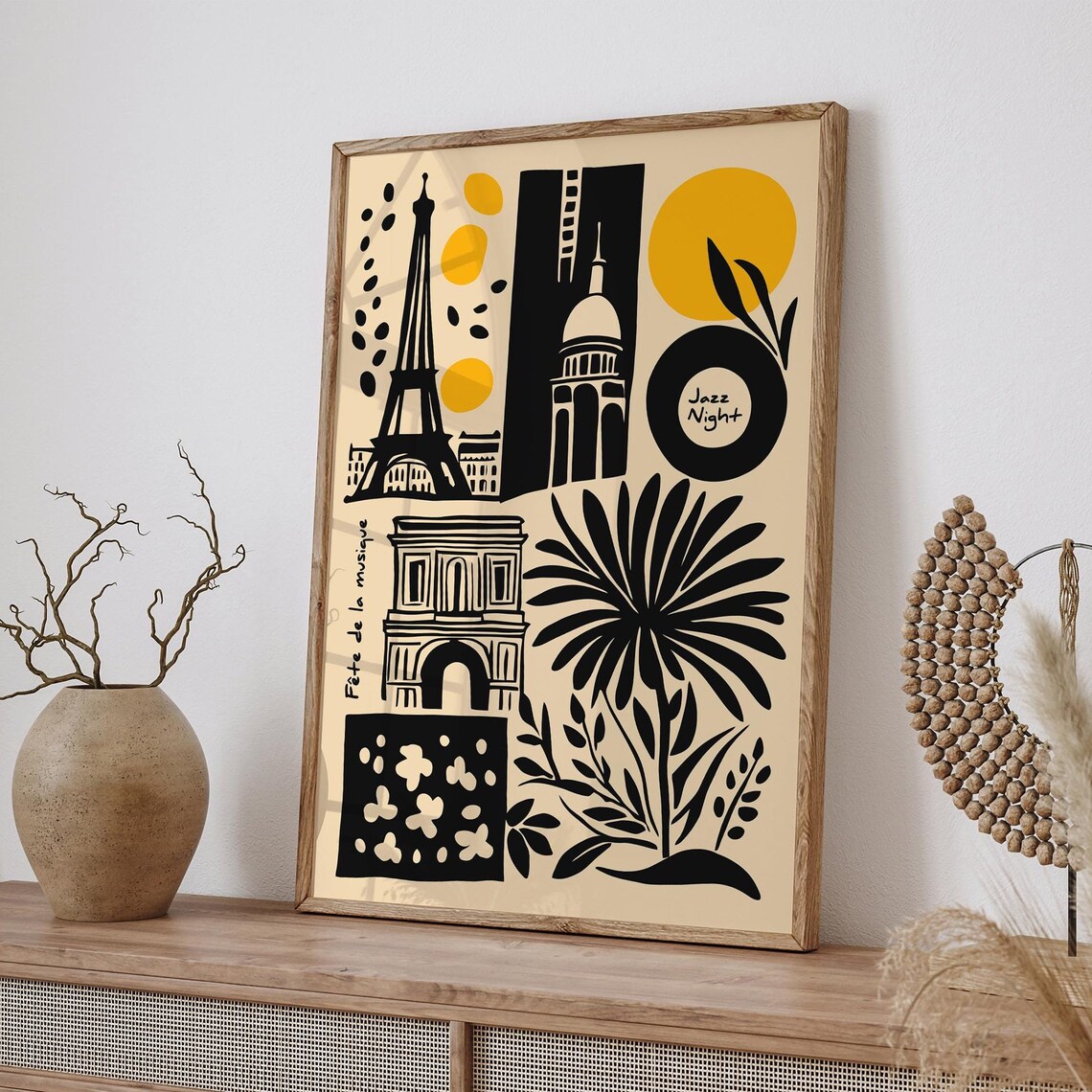 Fête de la Musique Jazz Night Paris Landmarks Collage Poster