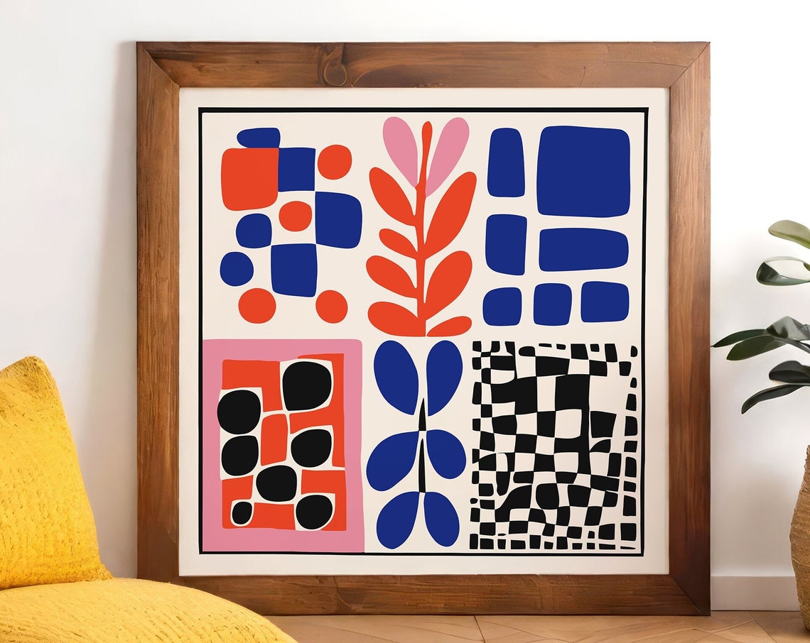 Colorful Geometric Abstract Squares Bold Contemporary Art Print