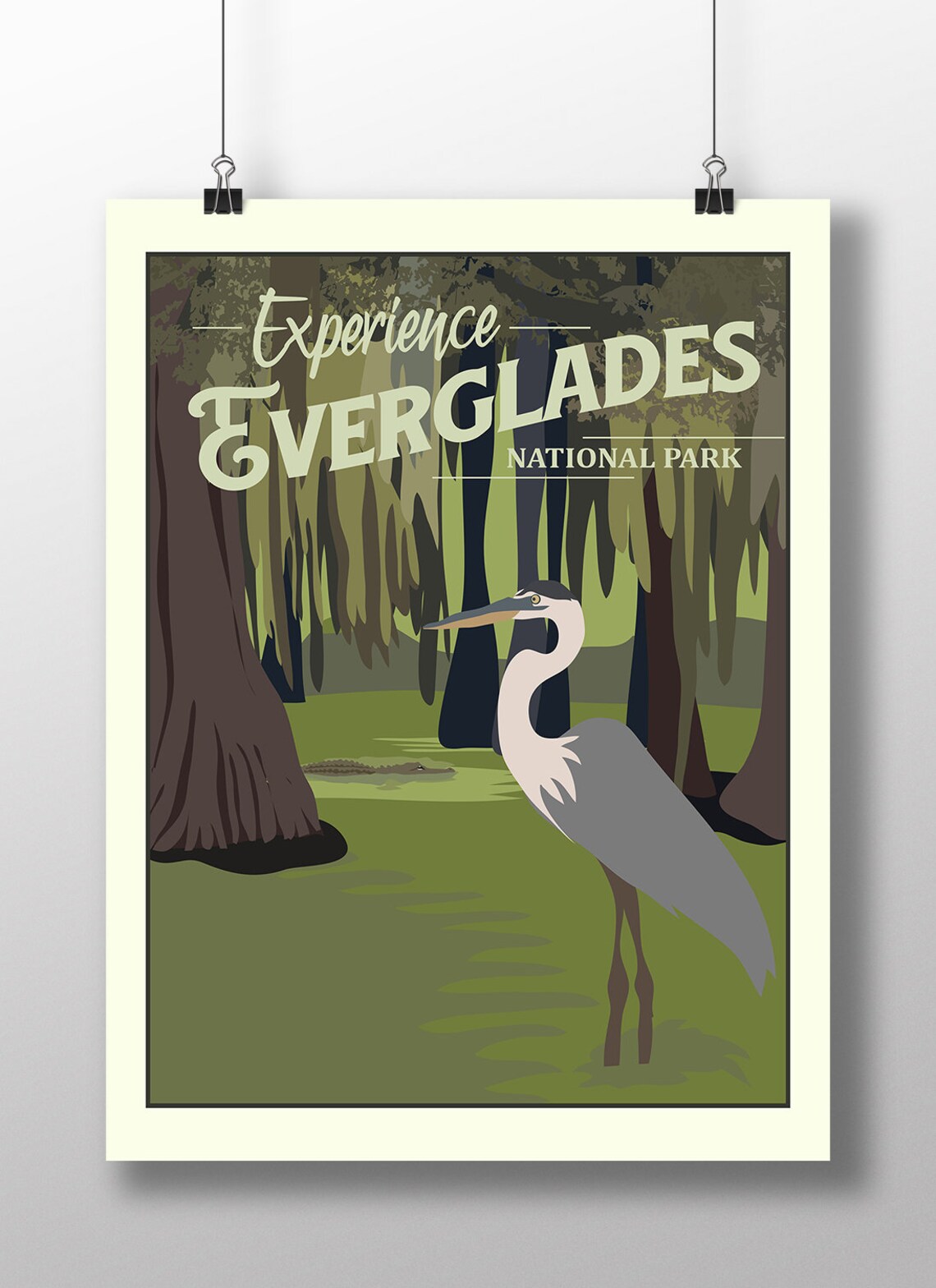 Everglades National Park Heron Cypress Swamp Wildlife Adventure Poster