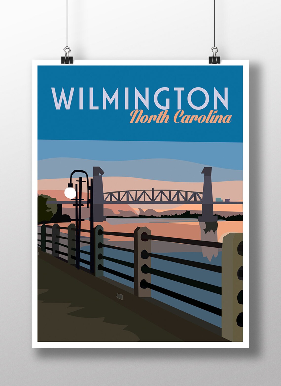 Wilmington Vintage Travel Poster, Retro Travel Art