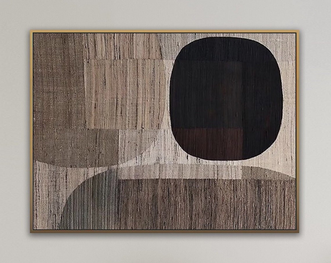 Neutral Wabi Sabi Wall Art Black Brown Wall Art Black Brown Minimalist Painting Black Abstract Art Black Painting Beige Black Wall Decor