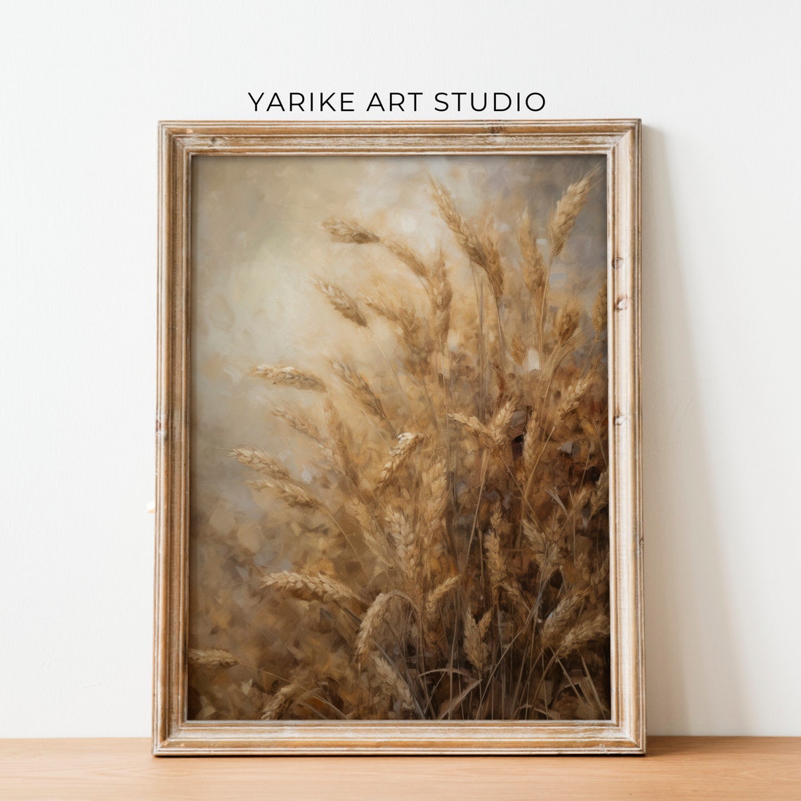 Vintage Dried Wheat Stalks Golden Rustic Autumn Field Painting Poster - Image 2