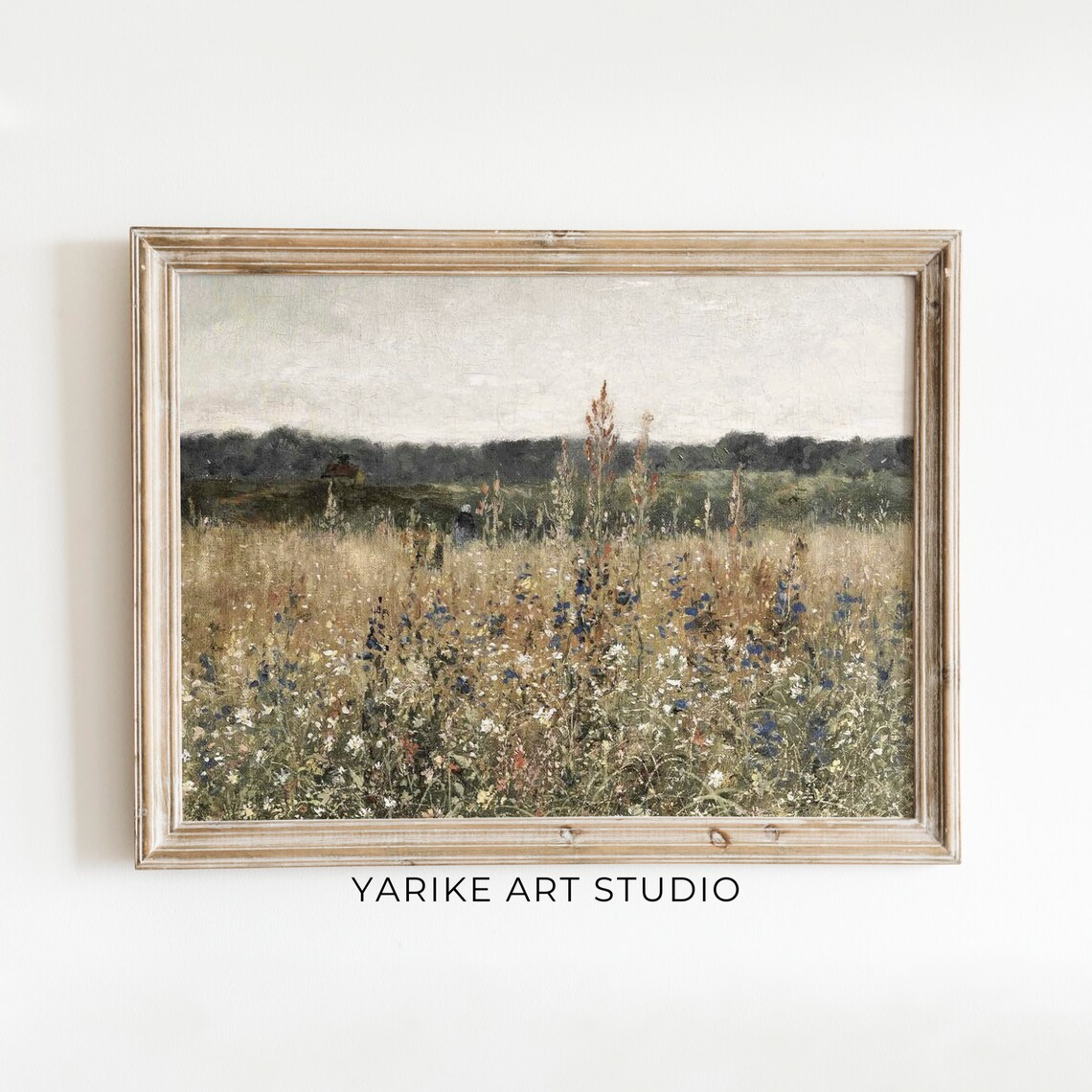 Vintage Wildflower Meadow Painting in Soft Muted Tones Country Art Poster