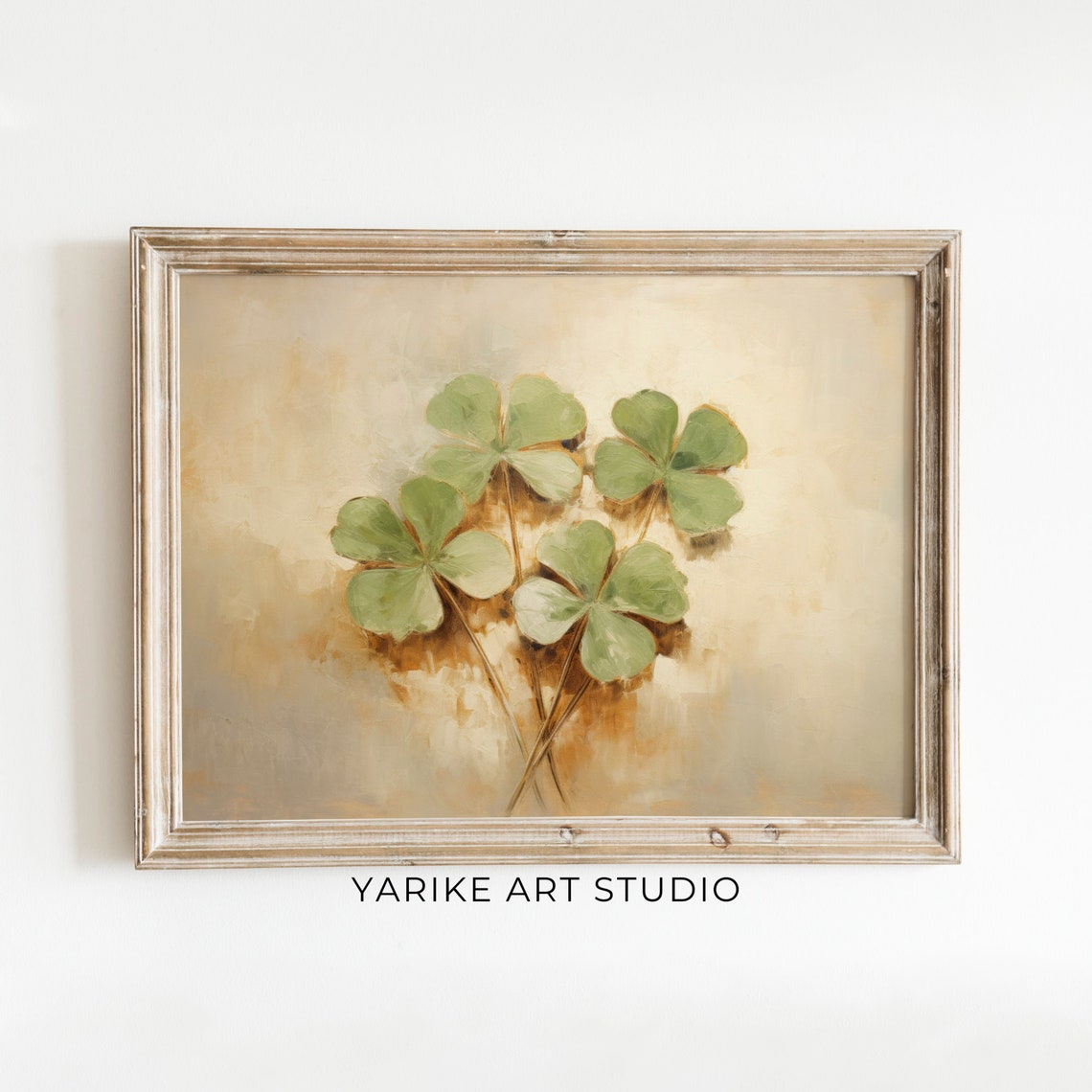 Four Leaf Clover Shamrocks Rustic Botanical St Patricks Day Poster