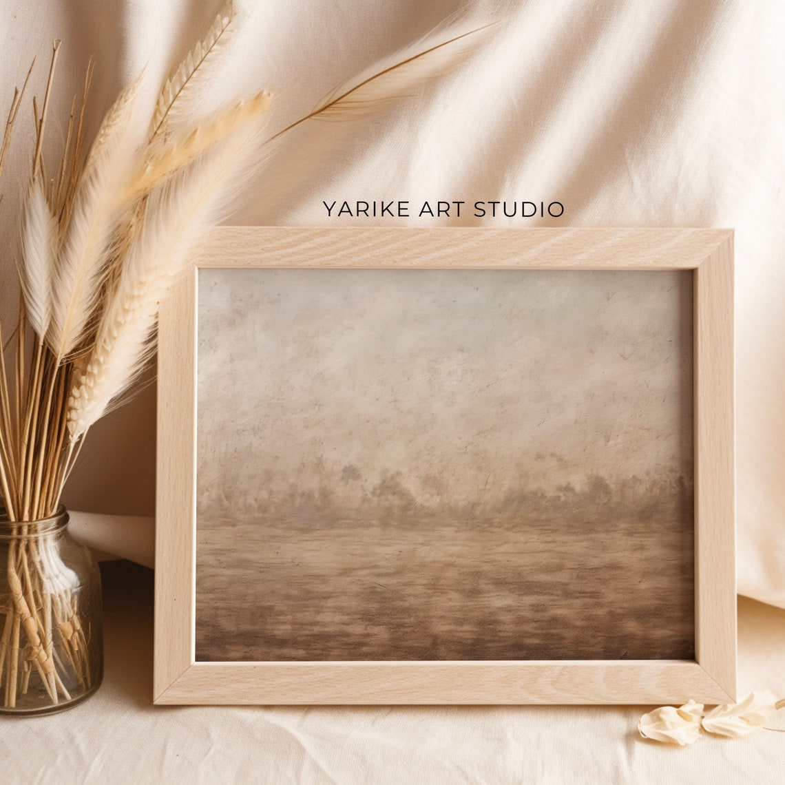 Minimal Earth Tone Abstract Fog Textured Neutral Modern Art Poster - Image 2