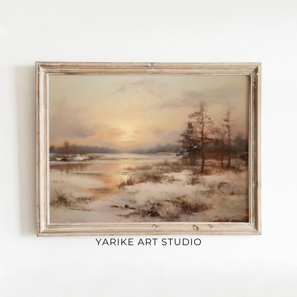 Warm Winter Sunset Snowy Marsh Frozen Pond Golden Glow Poster